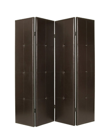 76" X 84" Brown Faux Leather  Screen