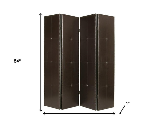 76" X 84" Brown Faux Leather  Screen