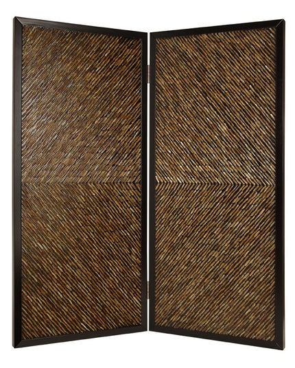 84" Brown Folding Two Panel Screen Room Divider
