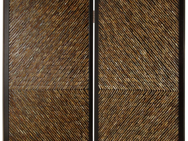84" Brown Folding Two Panel Screen Room Divider