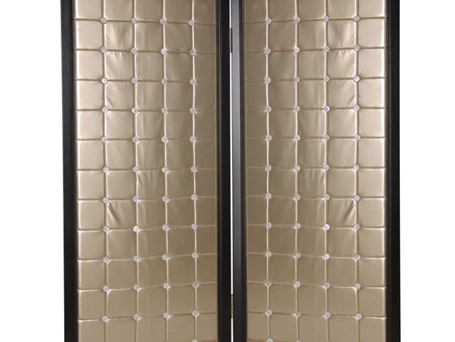 59" X 84" Gold Wood & Fabric  Screen