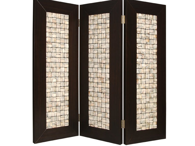 84" Brown Folding Three Panel Screen Room Divider