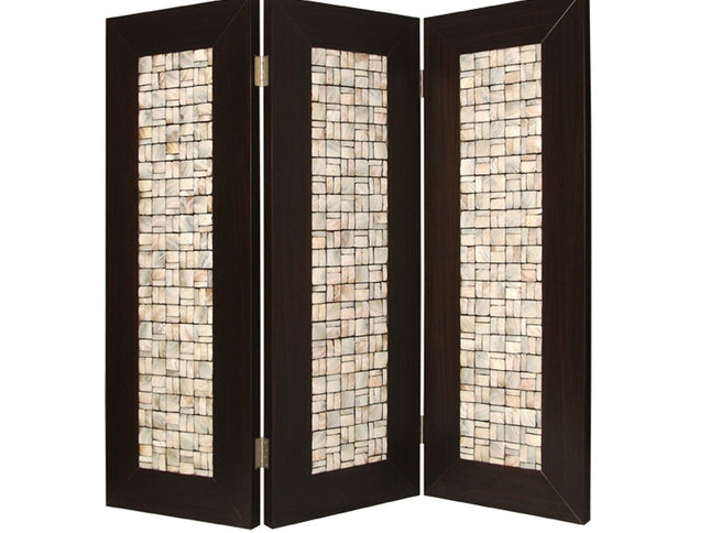 84" Brown Folding Three Panel Screen Room Divider