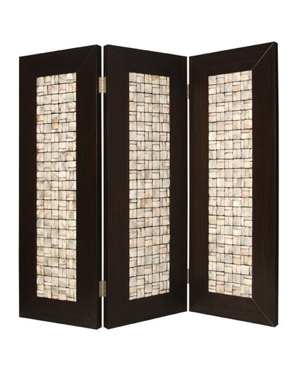 84" Brown Folding Three Panel Screen Room Divider