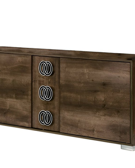 66" Brown Three Drawer Double Dresser
