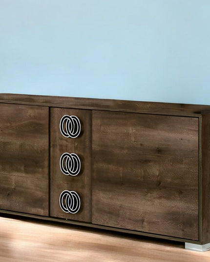 66" Brown Three Drawer Double Dresser