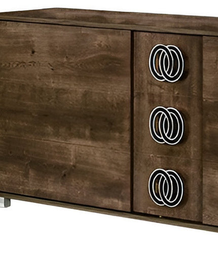 66" Brown Three Drawer Double Dresser