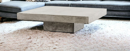 43" Gray and Dark Gray Concrete Square Block Coffee Table
