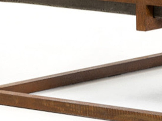 42" Dark Gray and Rust Concrete And Iron Square Abstract Coffee Table