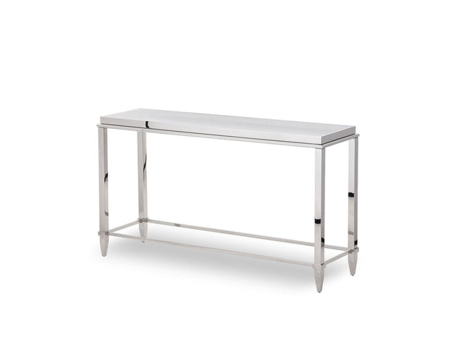 55" Silver Glass Frame Console Table