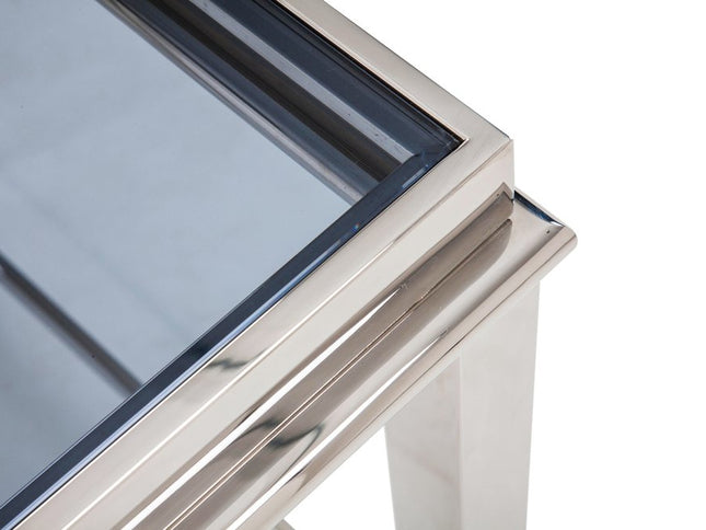 55" Silver Glass Frame Console Table