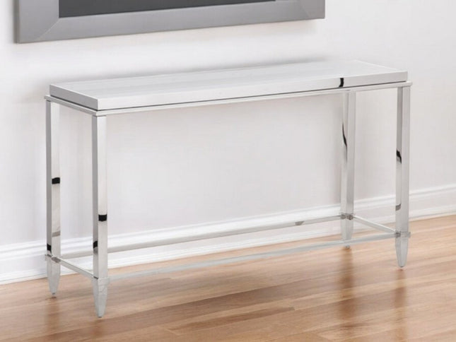 55" Silver Glass Frame Console Table