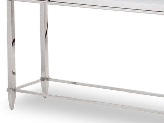 55" Silver Glass Frame Console Table