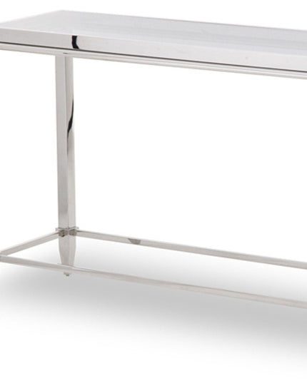 55" Silver Glass Frame Console Table