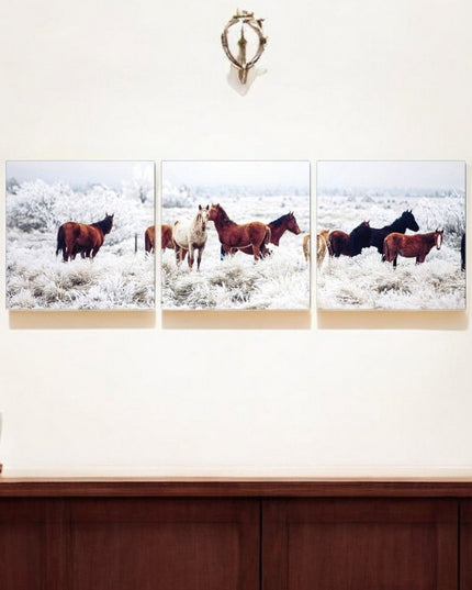 Set of Three White Canvas Square Framed Art