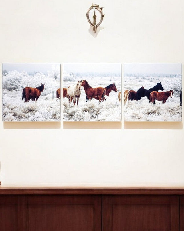 Set of Three White Canvas Square Framed Art