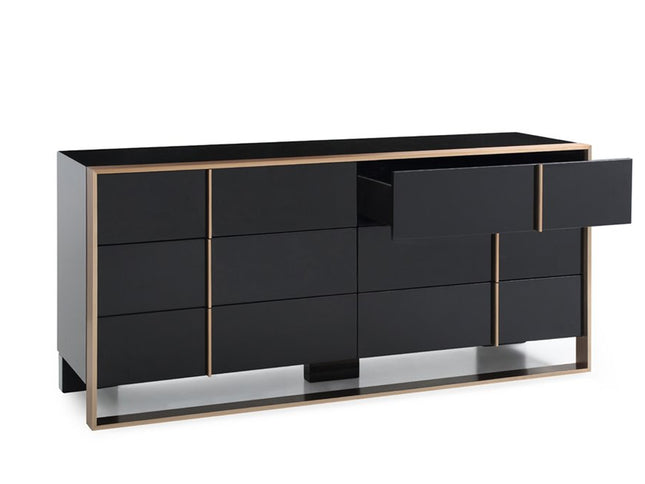 29" Black And Brushed Bronze Dresser