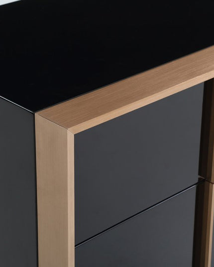 29" Black And Brushed Bronze Dresser