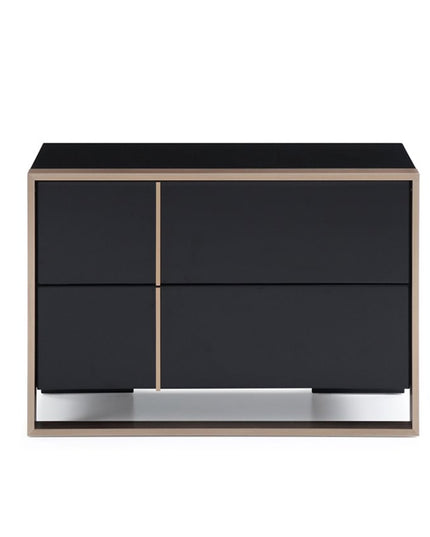 20" Black Wood Two Drawer Nightstand