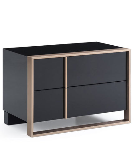 20" Black Wood Two Drawer Nightstand