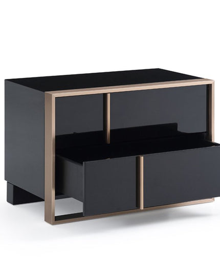 20" Black Wood Two Drawer Nightstand