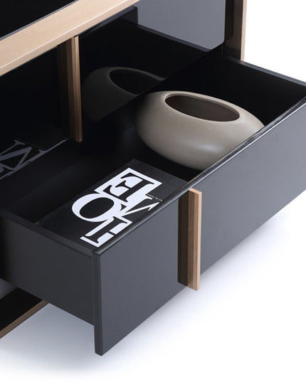 20" Black Wood Two Drawer Nightstand