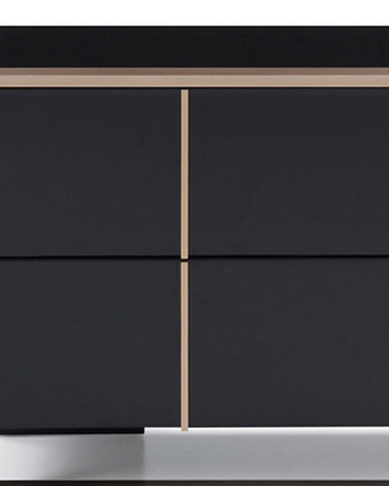 20" Black Wood Two Drawer Nightstand