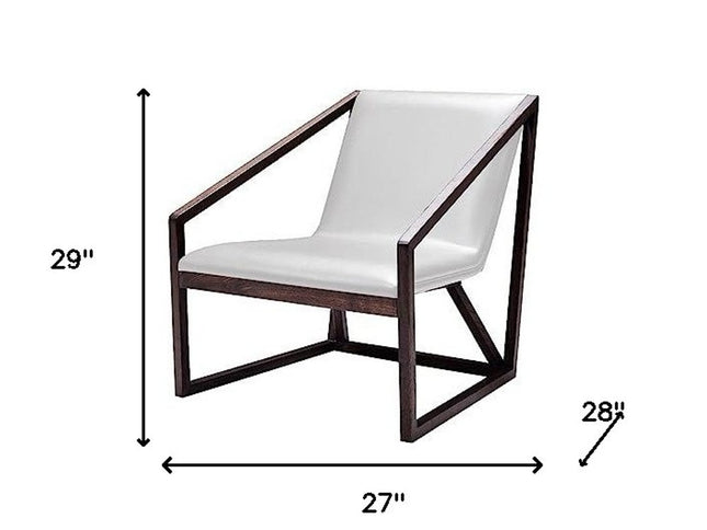 27" Gray And Brown Faux Leather Lounge Chair