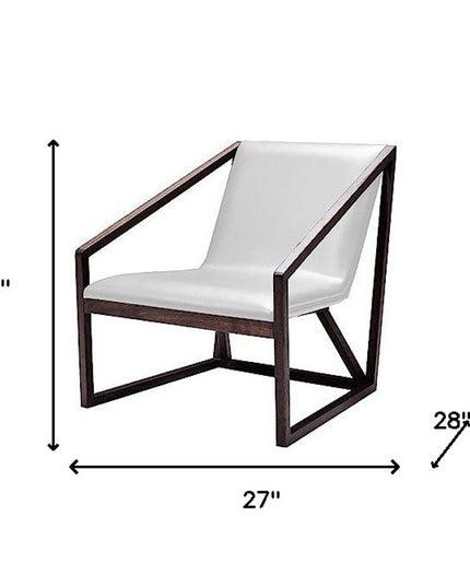 27" Gray And Brown Faux Leather Lounge Chair