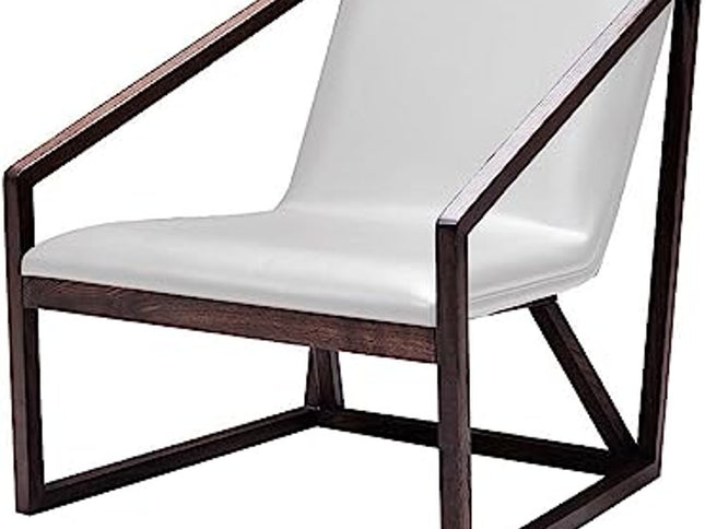 27" Gray And Brown Faux Leather Lounge Chair