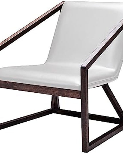 27" Gray And Brown Faux Leather Lounge Chair