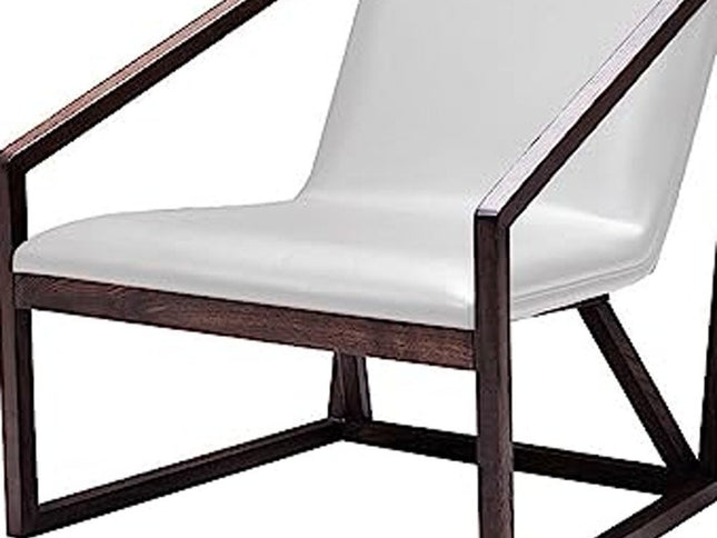 27" Gray And Brown Faux Leather Lounge Chair