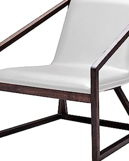 27" Gray And Brown Faux Leather Lounge Chair