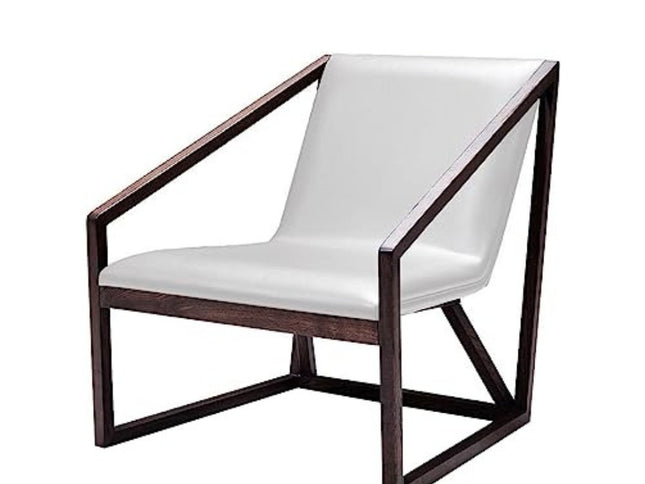 27" Gray And Brown Faux Leather Lounge Chair