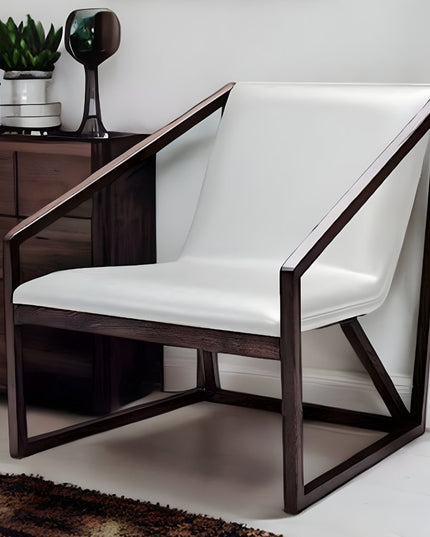 27" Gray And Brown Faux Leather Lounge Chair