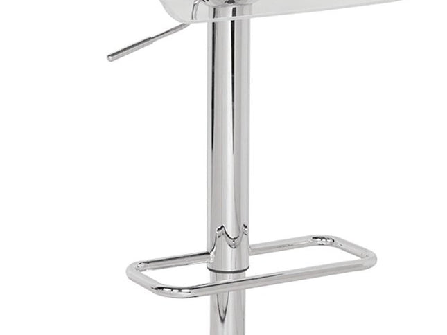 Clear and Silver Acrylic and Metal Low Back Adjustable Height Swivel Bar Chair