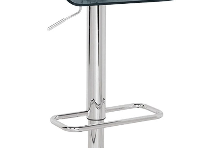 Clear and Silver Acrylic and Metal Low Back Adjustable Height Swivel Bar Chair