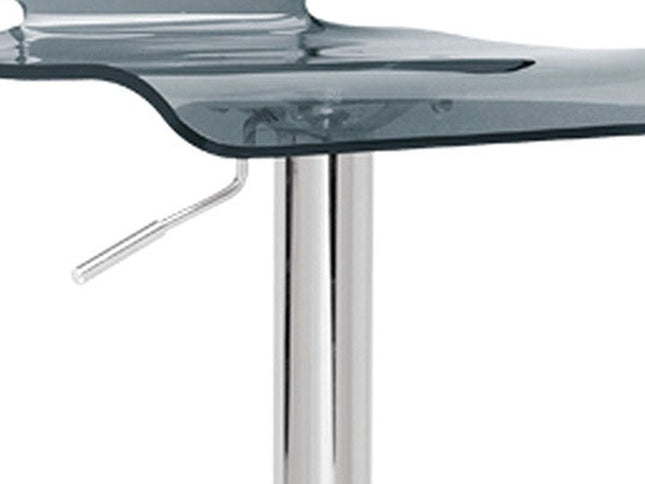 Clear and Silver Acrylic and Metal Low Back Adjustable Height Swivel Bar Chair