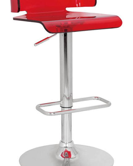 Clear and Silver Acrylic and Metal Low Back Adjustable Height Swivel Bar Chair