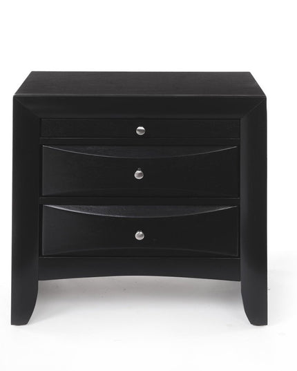 25" Dark Brown Solid Wood Three Drawer Nightstand