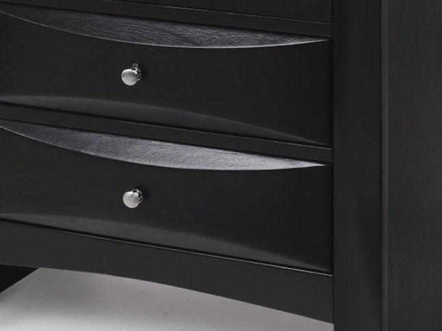 25" Dark Brown Solid Wood Three Drawer Nightstand