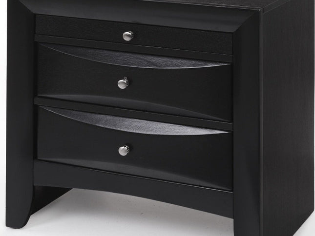 25" Dark Brown Solid Wood Three Drawer Nightstand