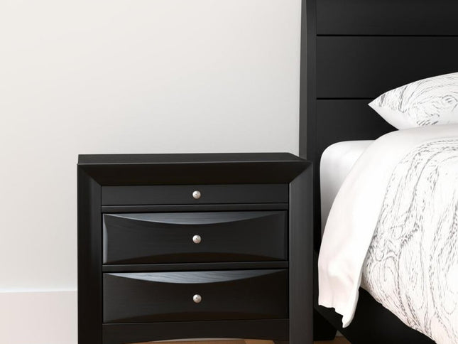 25" Dark Brown Solid Wood Three Drawer Nightstand