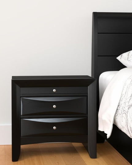 25" Dark Brown Solid Wood Three Drawer Nightstand