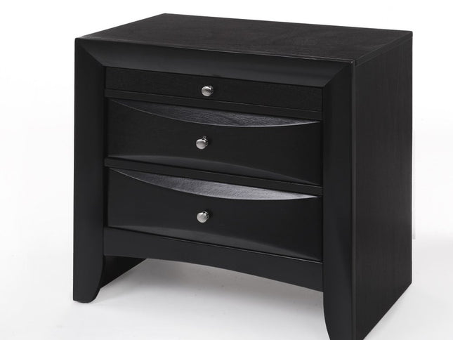 25" Dark Brown Solid Wood Three Drawer Nightstand