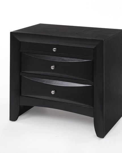 25" Dark Brown Solid Wood Three Drawer Nightstand