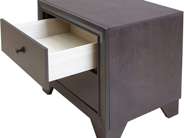 22" Espresso Two Drawers Solid Wood Nightstand