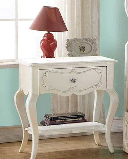 26" Solid Wood And Mirrored Glass Nightstand