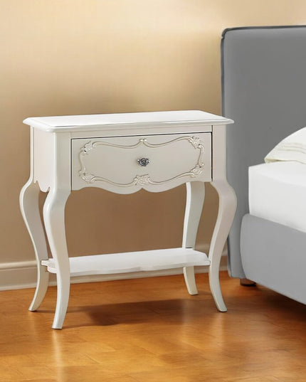 26" Solid Wood And Mirrored Glass Nightstand