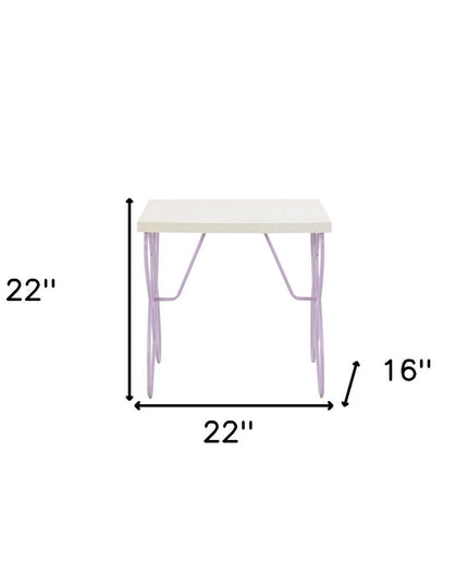 22" Lilac Steel and Wood Nightstand